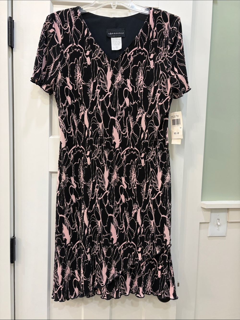 connected apparel Black Dress with Pink Abstract Floral Print
